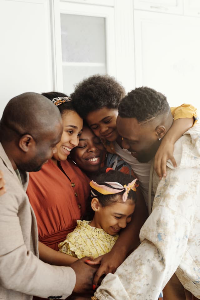 A family embracing together